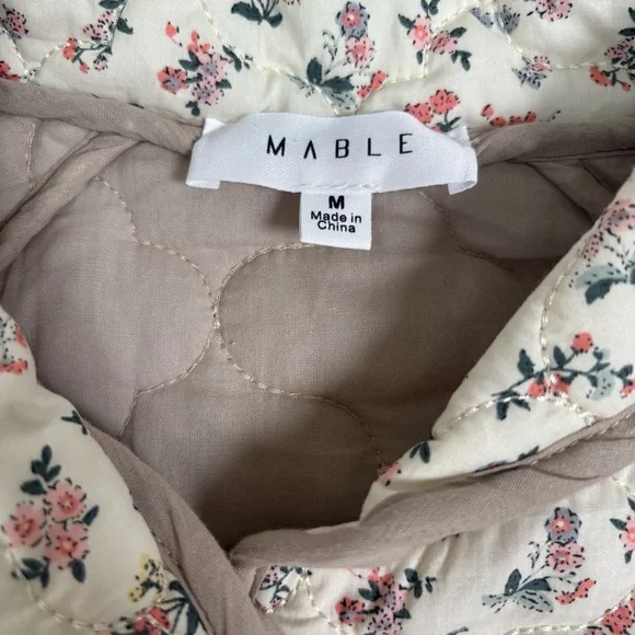 Mable Cream/Beige Floral Quilted Women's Size M Buttoned Jacket - Picture 7 of 7